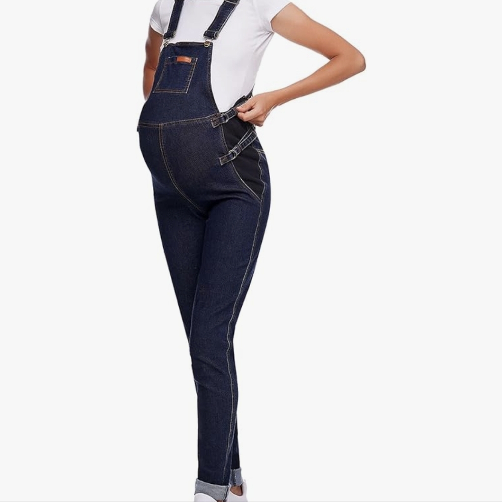 Johnny Mama Maternity overalls.Indigo blue. Size Medium maternity